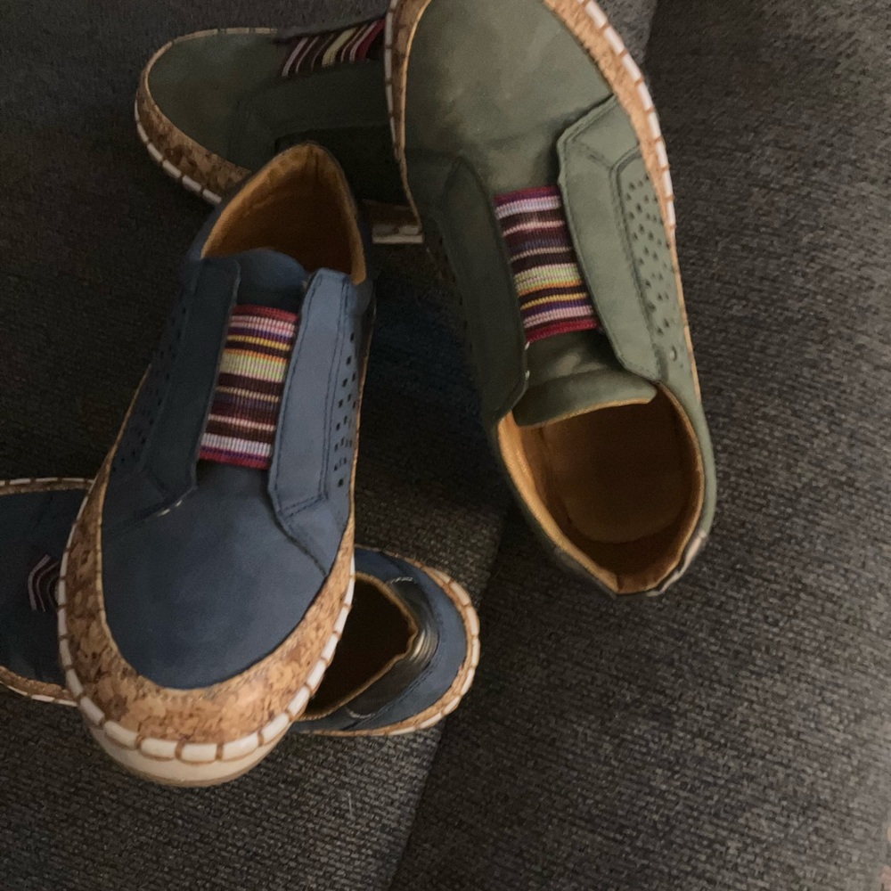 Chic Blue and Green Women's Slip-On Loafers
